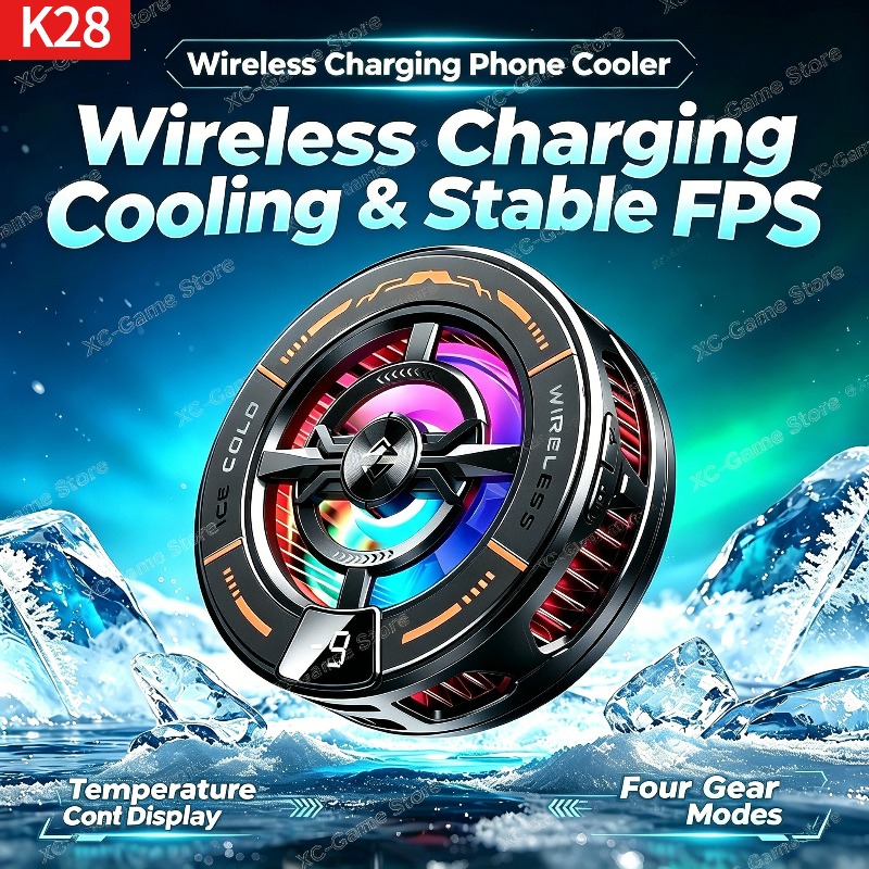 Gaming Accessories For Room - K28 Magnetischer Halbleiter-Telefonkühler mit kabellosem Schnellladegerät,