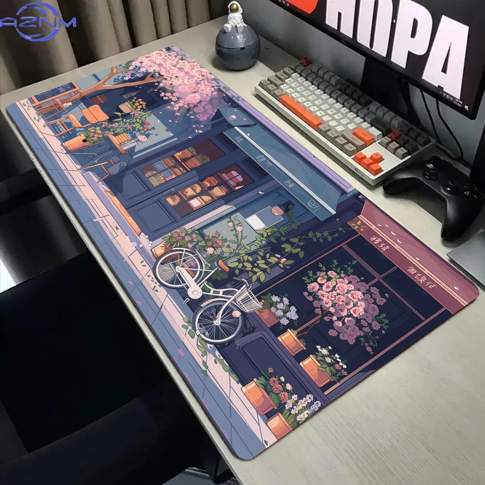 Gaming Accessories Shop - Romantischer Dessertladen Großes Mauspad Schreibtischunterlage mit