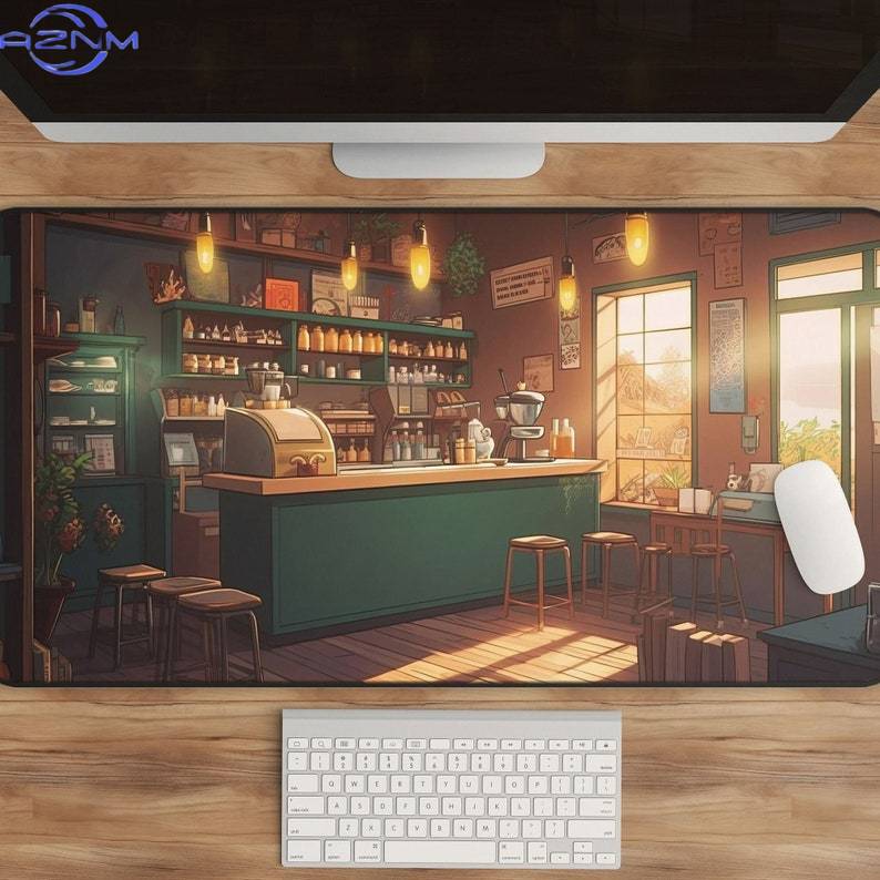 Gaming Accessories Shop - Kawaii Anime Schreibtischunterlage Coffee Shop Art