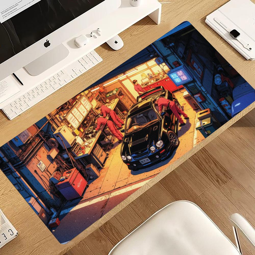 Gaming Accessories Shop - Retro Reparaturwerkstatt Rennwagen Mauspad PC Gaming