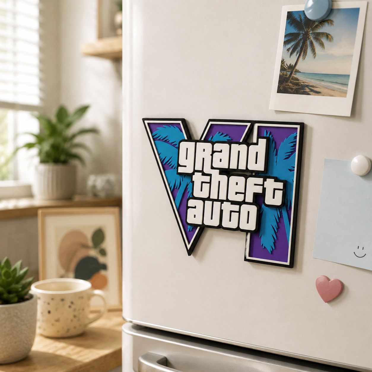 GTA6 3D-gedruckter Logo-Magnet – Gaming Accessories For Room Bewertung und Preis